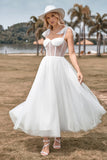 Ivory A Line Sweetheart Corset Tea Length Wedding Dress