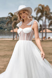Ivory A Line Sweetheart Corset Tea Length Wedding Dress