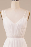 Ivory A Line Spaghetti Straps Long Wedding Dress