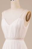 Ivory A Line Spaghetti Straps Long Wedding Dress