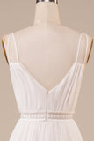 Ivory A Line Spaghetti Straps Long Wedding Dress