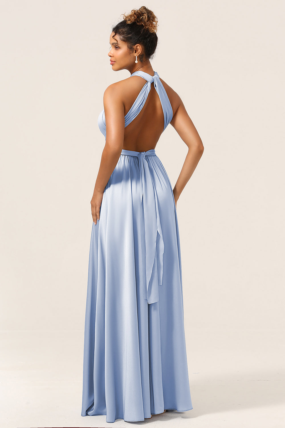 Wedtrend Women Dusty Blue Bridesmaid Dress A-Line Convertible Floor Length Satin Wedding Party Dress WEDTREND Wedtrend Women Dusty Blue Bridesmaid Dress A-Line Convertible Floor Length Satin Wedding Party Dress WEDTREND