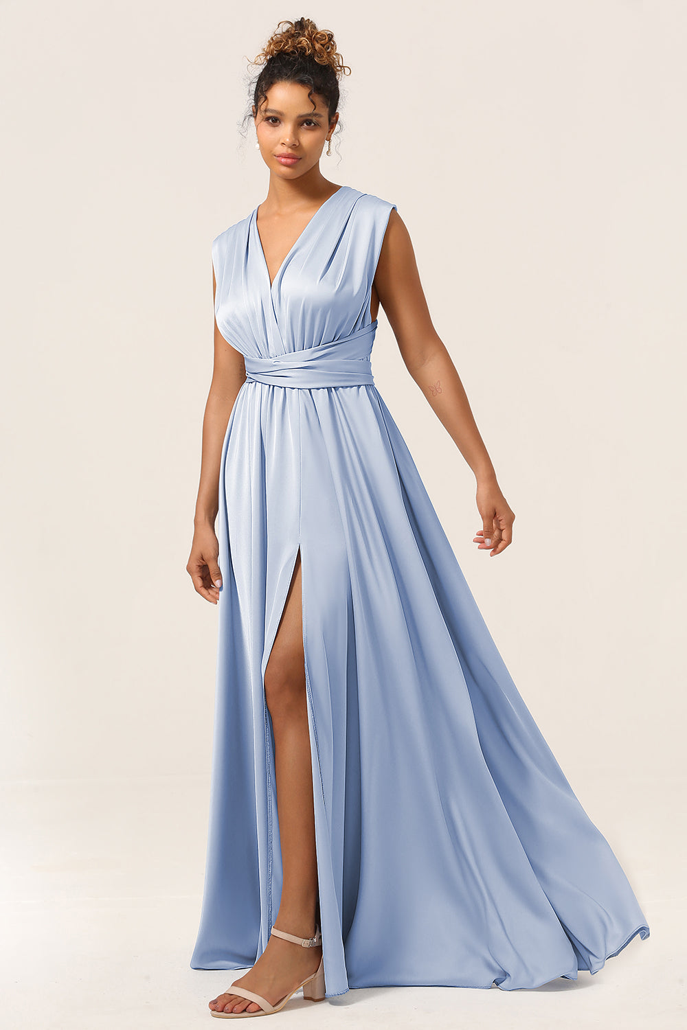 Wedtrend Women Dusty Blue Bridesmaid Dress A-Line Convertible Floor Length Satin Wedding Party Dress WEDTREND Wedtrend Women Dusty Blue Bridesmaid Dress A-Line Convertible Floor Length Satin Wedding Party Dress WEDTREND