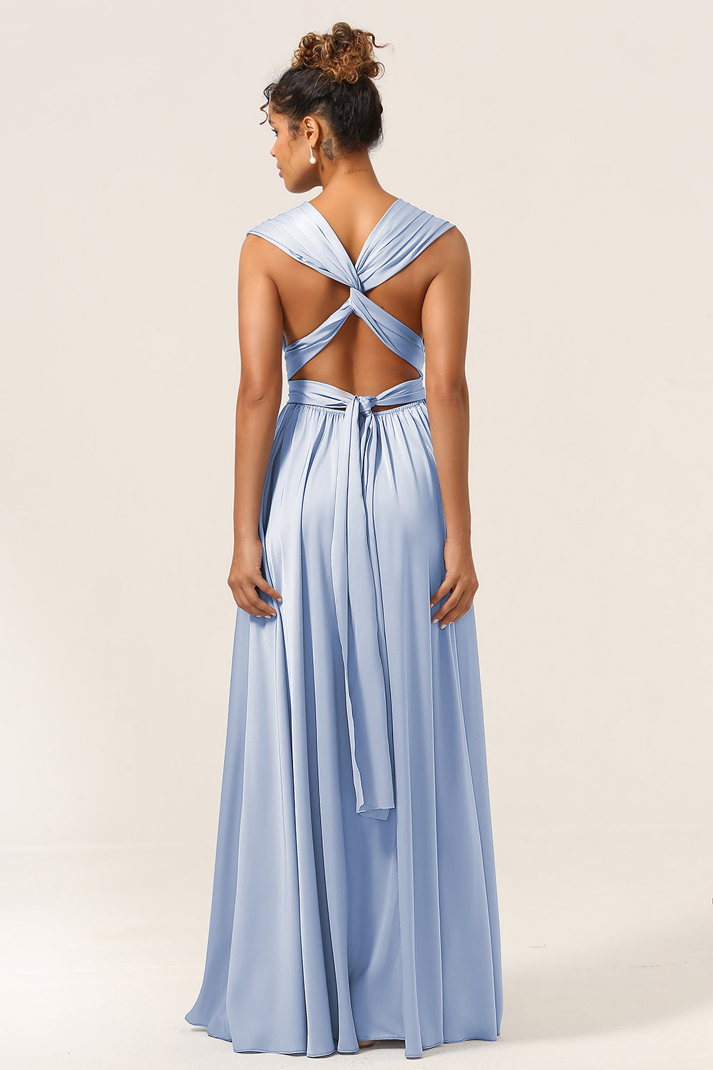Wedtrend Women Dusty Blue Bridesmaid Dress A-Line Convertible Floor Length Satin Wedding Party Dress WEDTREND Wedtrend Women Dusty Blue Bridesmaid Dress A-Line Convertible Floor Length Satin Wedding Party Dress WEDTREND