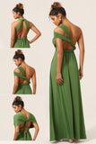 Olive A-Line Spandex Convertible Wear Floor Length Bridesmaid Dress