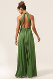 Olive A-Line Spandex Convertible Wear Floor Length Bridesmaid Dress