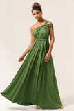 Olive A-Line Spandex Convertible Wear Floor Length Bridesmaid Dress