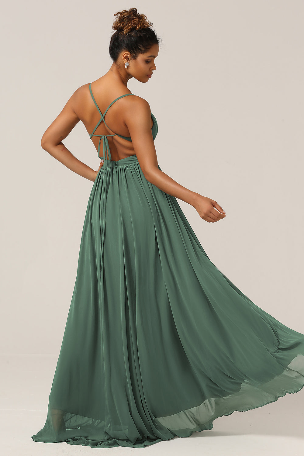 Wedtrend Women Eucalyptus Bridesmaid Dress A-Line Convertible Floor Length Chiffon Wedding Party Dress with Slit WEDTREND Wedtrend Women Eucalyptus Bridesmaid Dress A-Line Convertible Floor Length Chiffon Wedding Party Dress with Slit WEDTREND