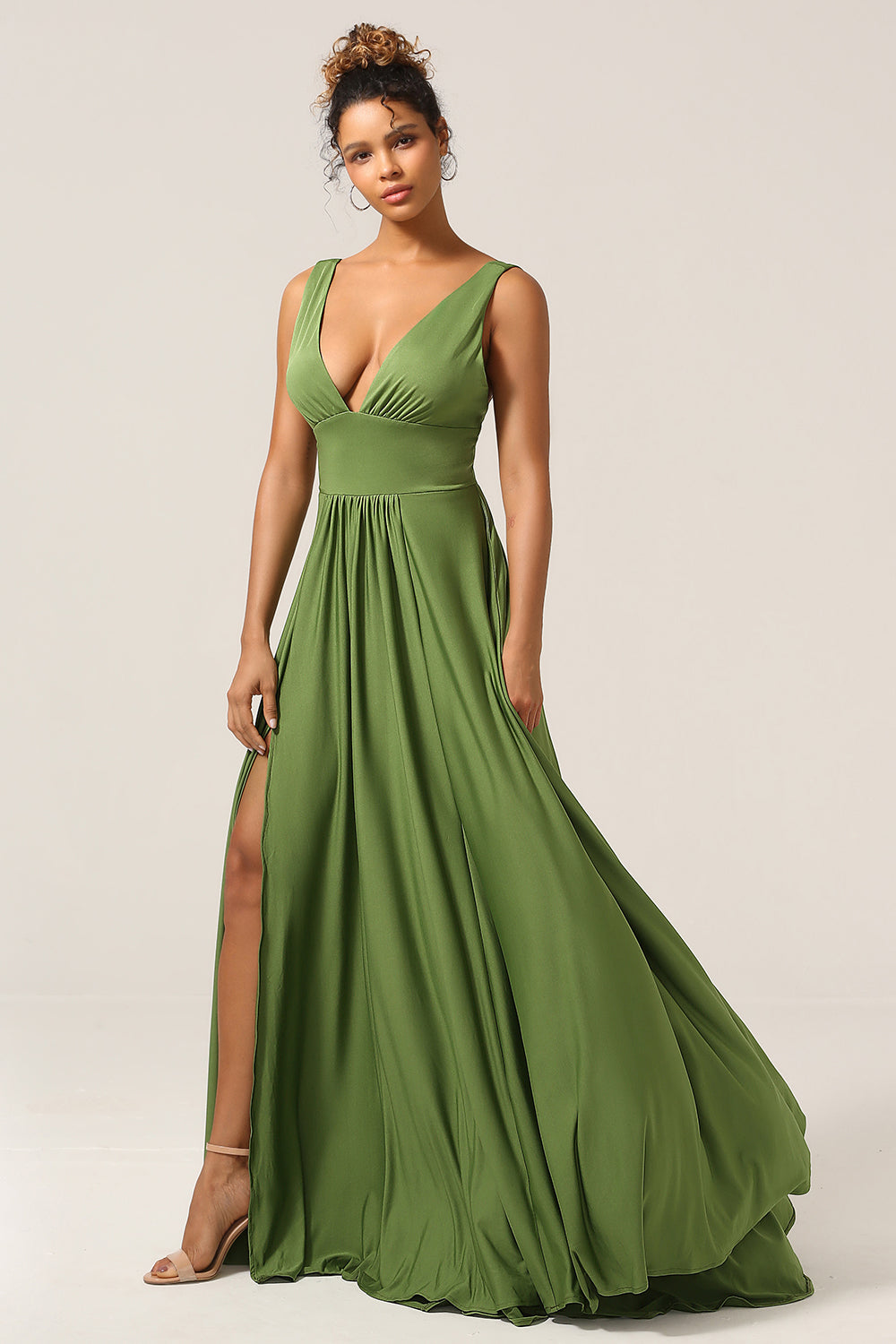 Olive green v neck dress outlet
