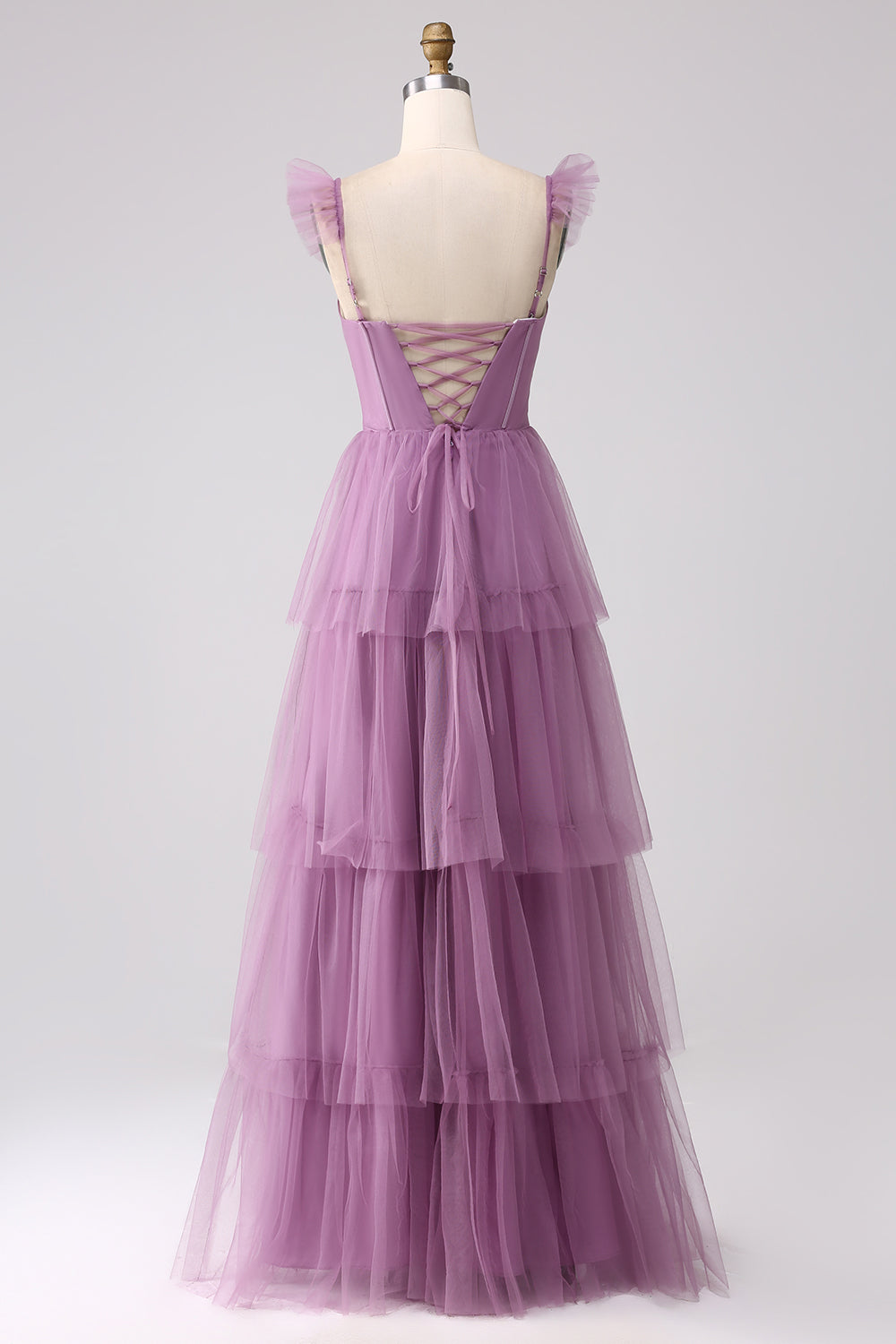 Wedtrend Women Purple Bridesmaid Dress A Line Spaghetti Straps Tiered Floor Length Tulle Prom Dress WEDTREND Wedtrend Women Purple Bridesmaid Dress A Line Spaghetti Straps Tiered Floor Length Tulle Prom Dress WEDTREND