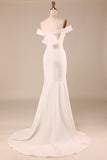 Ivory Mermaid Off The Shoulder Sweep Train Wedding Dress