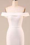 Ivory Mermaid Off The Shoulder Sweep Train Wedding Dress