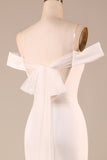 Ivory Mermaid Off The Shoulder Sweep Train Wedding Dress