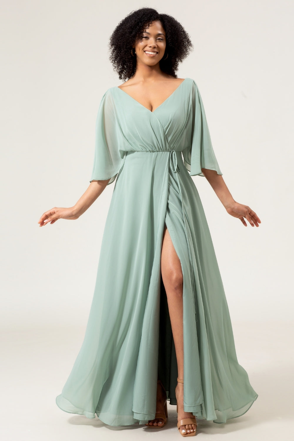 Short sleeve chiffon special occasion wrap top
