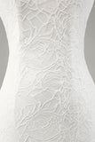 Ivory Mermaid Spaghetti Straps Long Wedding Dress with Slit