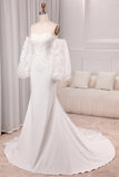 Ivory Mermaid Sweetheart V-Neck Court Train Bridal Dress With Appliqued Lace