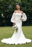 Mermaid Sweetheart V-Neck Court Train Wedding Dress With Appliques