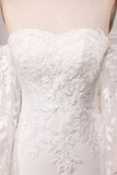 Ivory Mermaid Sweetheart V-Neck Court Train Bridal Dress With Appliqued Lace