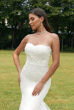 Mermaid Sweetheart V-Neck Court Train Wedding Dress With Appliques