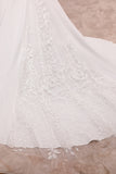 Ivory Mermaid Sweetheart V-Neck Court Train Bridal Dress With Appliqued Lace