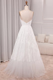 Ivory A Line Spaghetti Straps Floor Length Bridal Dress