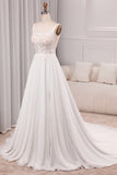 Ivory A Line Square Neck Corset Court Train Bridal Dress With Slit