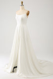 Ivory A Line Off The Shoulder Bridal Dress With 3D Butterflies Long Sleeves