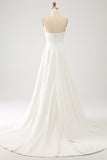 Ivory A Line Long Chiffon Wedding Dress With 3D Butterflies Long Sleeves