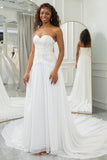 Ivory A Line Sweetheart Long Sleeves Chapel Train Wedding Dresses With Fringe