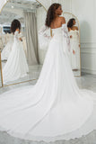 Ivory A Line Sweetheart Long Sleeves Chapel Train Wedding Dresses With Fringe