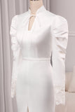 Elegant Ivory Mermaid High Neck Long Sleeve Modest Wedding Gown