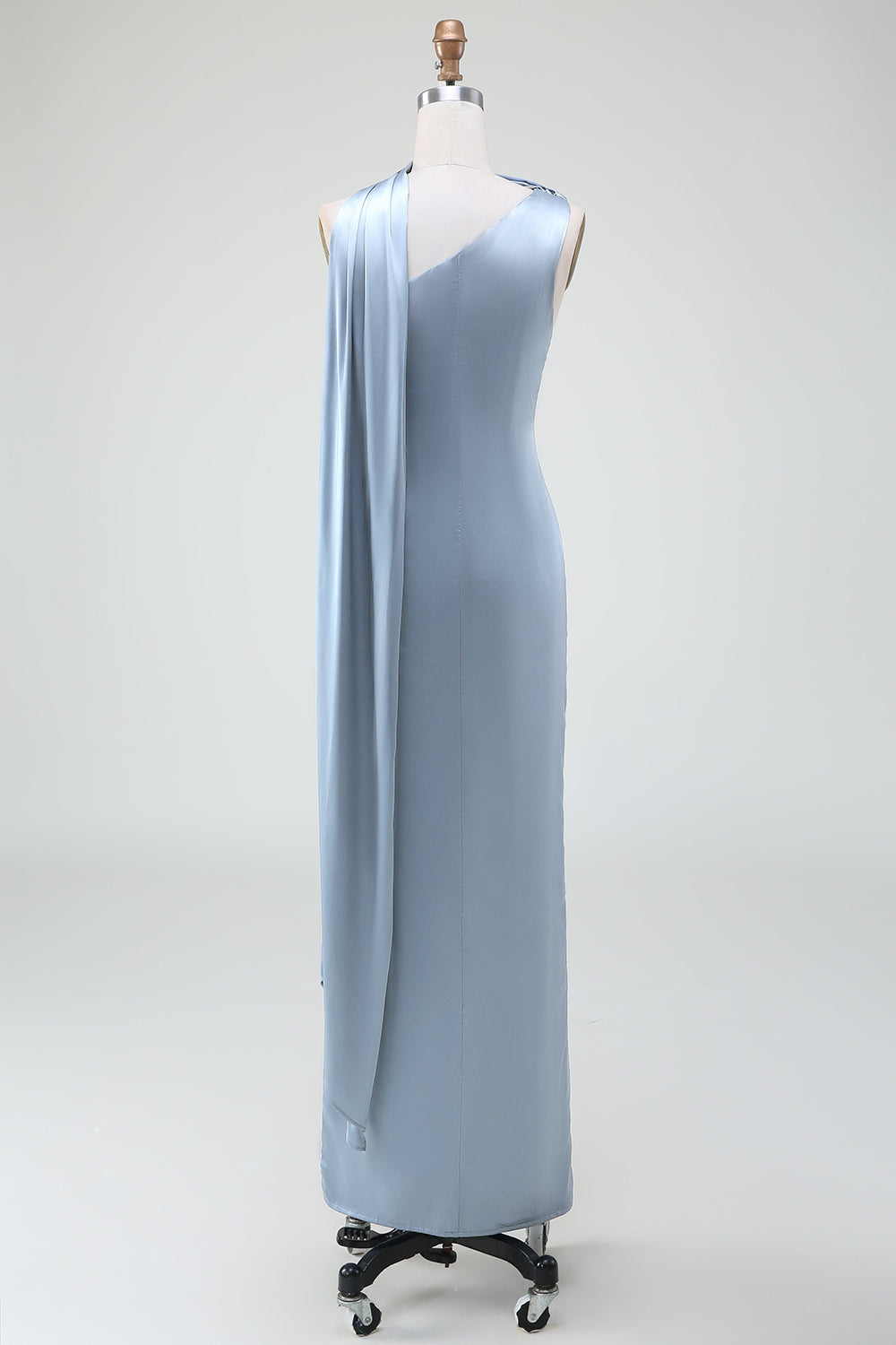 Wedtrend Women Dusty Blue Convertible Long Bridesmaid Dress with Streamer Sheath One-Shoulder Satin Formal Dress WEDTREND Wedtrend Women Dusty Blue Convertible Long Bridesmaid Dress with Streamer Sheath One-Shoulder Satin Formal Dress WEDTREND