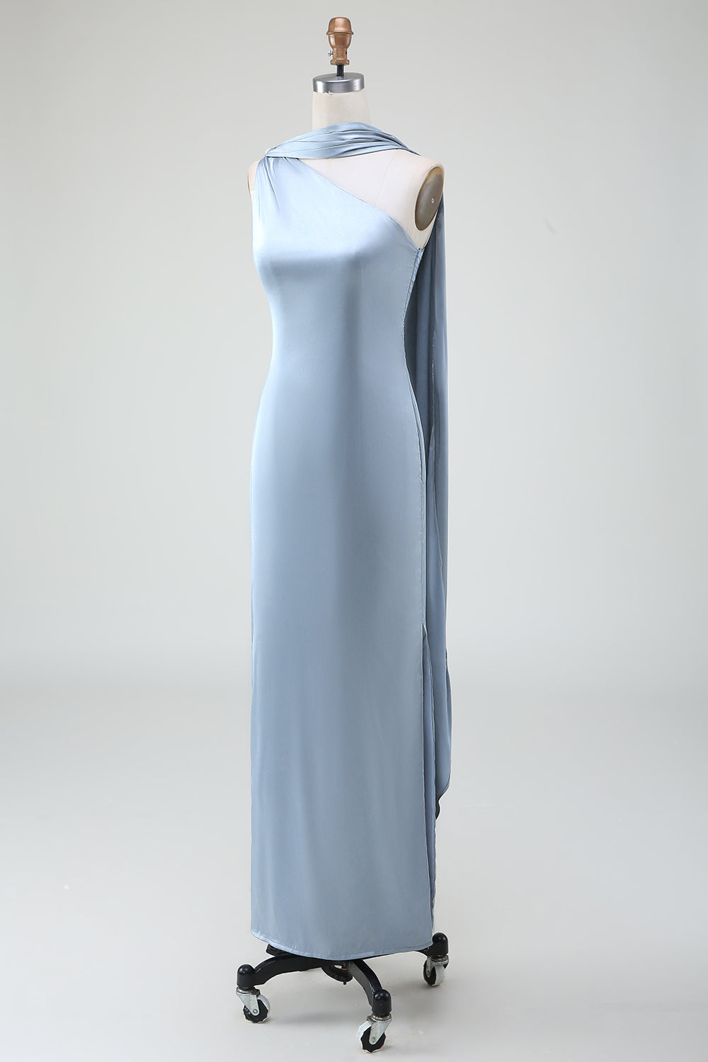 Wedtrend Women Dusty Blue Bridesmaid Dress Sheath One-Shoulder Long Satin Wedding Party Dress WEDTREND Wedtrend Women Dusty Blue Bridesmaid Dress Sheath One-Shoulder Long Satin Wedding Party Dress WEDTREND