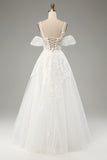 Ivory Ball-Gown Off The Shoulder Beaded Wedding Dress With Appliques