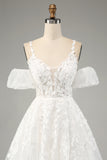 Ivory Ball-Gown Off The Shoulder Beaded Wedding Dress With Appliques
