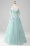 Ball-Gown/Princess Sparkly Beaded Tulle Prom Dress With Lace Appliques