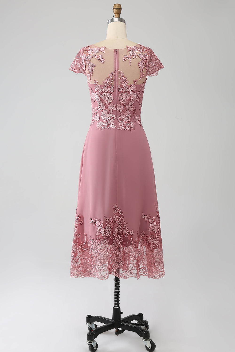Wedtrend Women Dusty Rose Formal Dress A-Line Tea-Length Mother of the Bride Dress With Appliques WEDTREND Wedtrend Women Dusty Rose Formal Dress A-Line Tea-Length Mother of the Bride Dress With Appliques WEDTREND