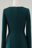 Dark Green Mermaid Round Neck Mother Of Bride Dress With Beaded Cape Sleeves