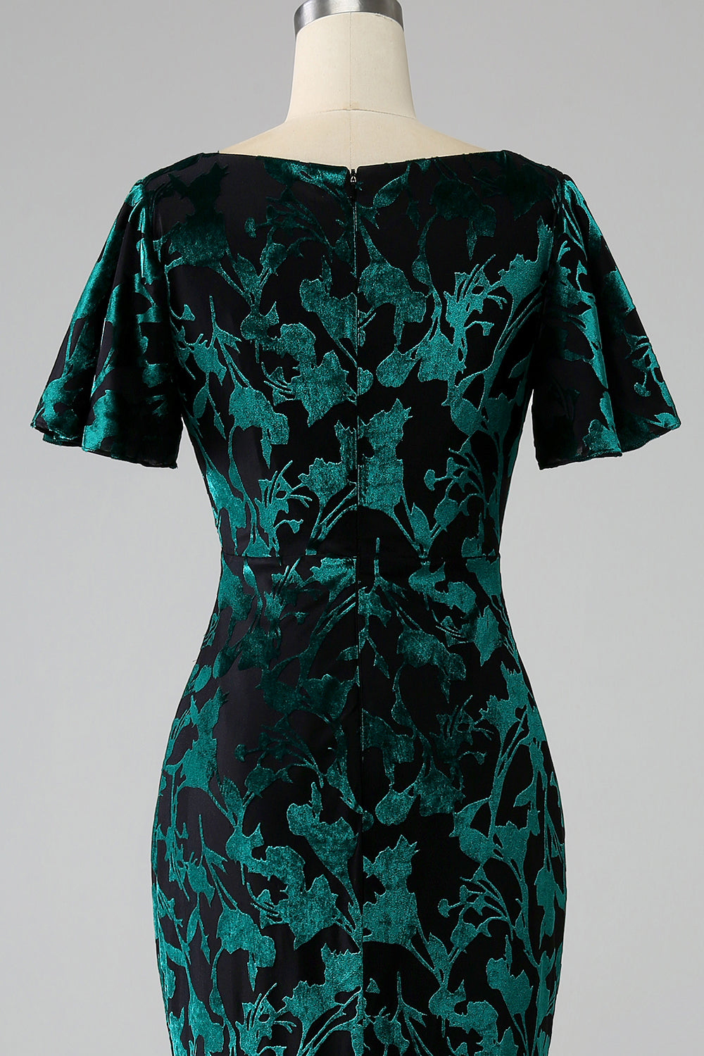 Wedtrend Women Peacock Green Burnout Velvet Floor Length Dress With Short Sleeves Mermaid V Neck Wedding Party Guest Dress WEDTREND Wedtrend Women Peacock Green Burnout Velvet Floor Length Dress With Short Sleeves Mermaid V Neck Wedding Party Guest Dress WEDTREND