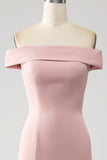 Dusty Rose High Low Asymmetrical Off The Shoulder Party Dress