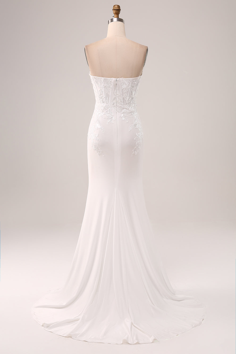 Wedtrend Women Ivory Wedding Dress Sheath Strapless Corset Fitted Bridal Dress With Lace Appliques WEDTREND Wedtrend Women Ivory Wedding Dress Sheath Strapless Corset Fitted Bridal Dress With Lace Appliques WEDTREND