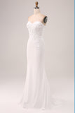 Stylish Ivory Mermaid Sweetheart Corset Wedding Dress with Lace Appliques