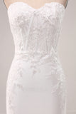 Stylish Ivory Mermaid Sweetheart Corset Wedding Dress with Lace Appliques