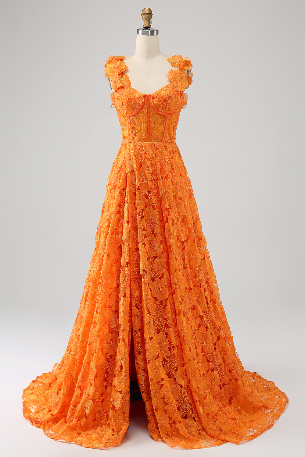 Wedtrend Women Orange Prom Dress A-Line Spaghetti Straps Corset Applique Evening Dresses With Slit WEDTREND Wedtrend Women Orange Prom Dress A-Line Spaghetti Straps Corset Applique Evening Dresses With Slit WEDTREND