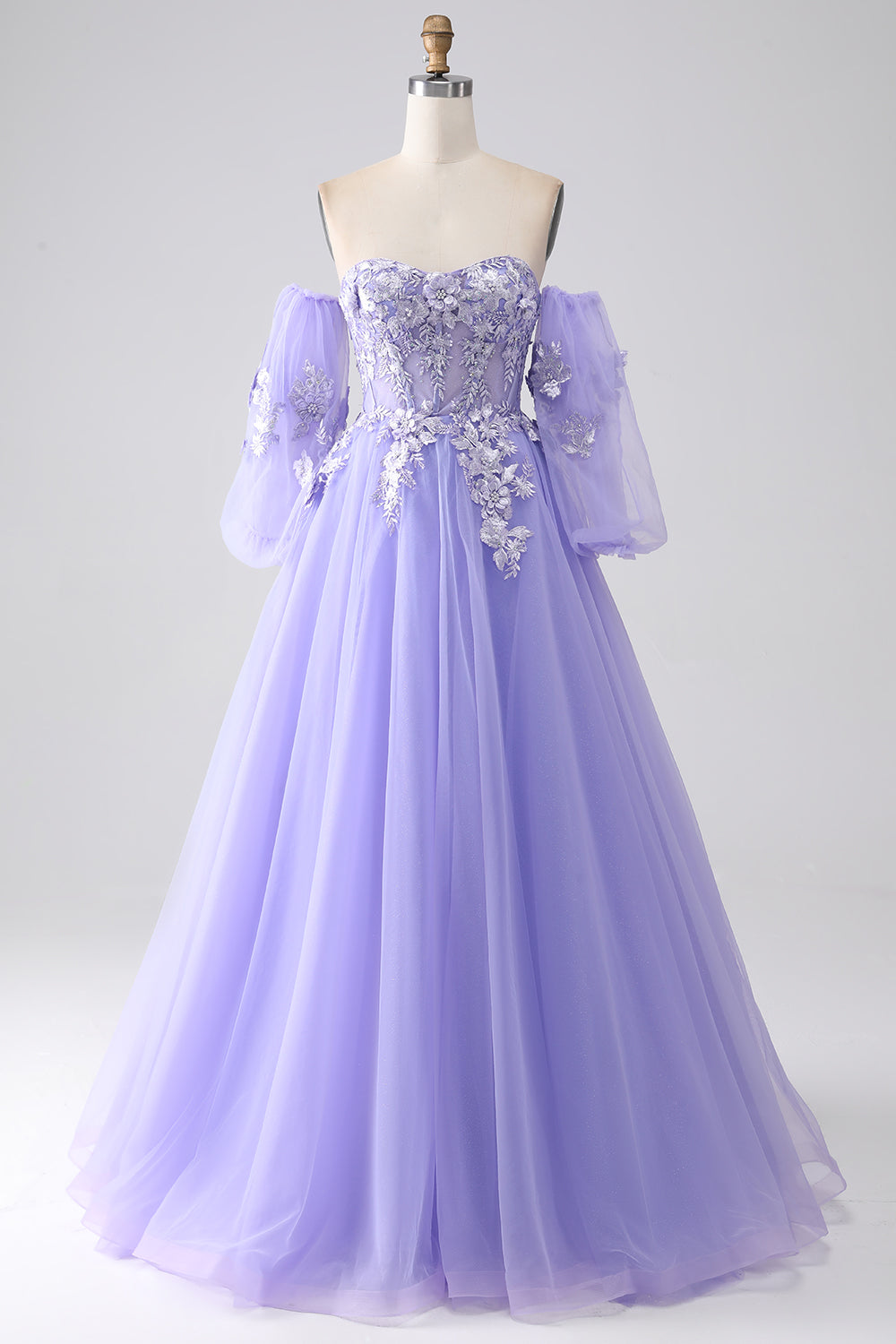 Wedtrend Women Lavender Prom Dress A Line Sweetheart Off The Shoulder Corset Evening Dress with Appliques WEDTREND Wedtrend Women Lavender Prom Dress A Line Sweetheart Off The Shoulder Corset Evening Dress with Appliques WEDTREND