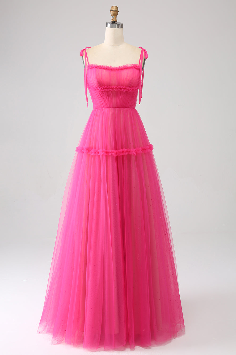 Wedtrend Women Evening Dress Princess A-Line Spaghetti Straps Hot Pink Tulle Long Prom Dress WEDTREND Wedtrend Women Evening Dress Princess A-Line Spaghetti Straps Hot Pink Tulle Long Prom Dress WEDTREND