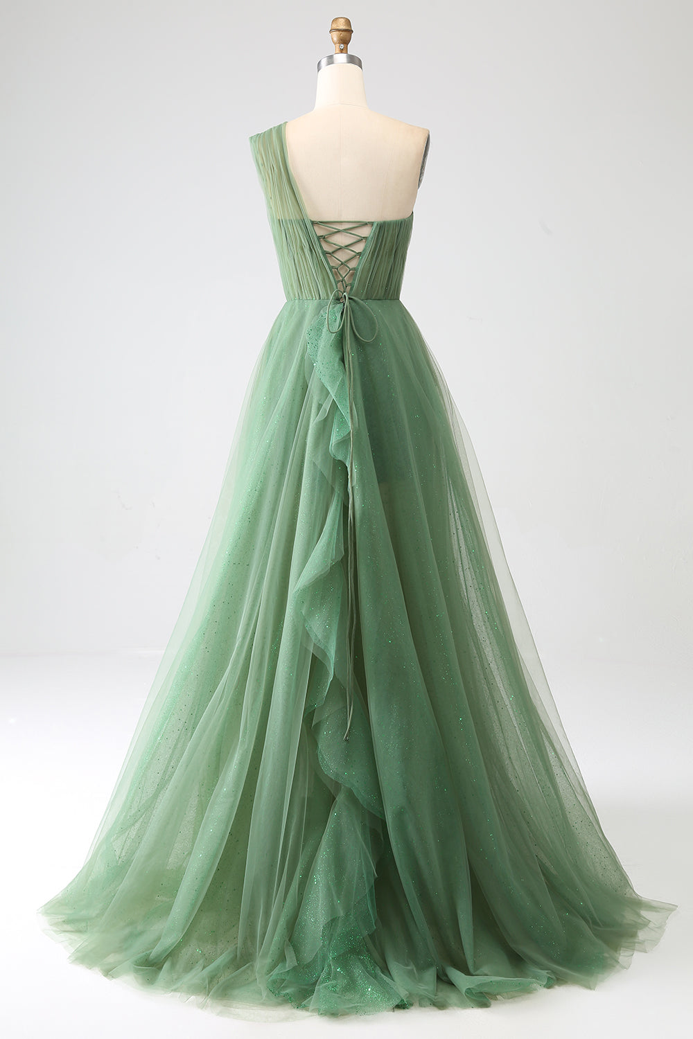Wedtrend Women Dark Green Prom Dress A-Line One-Shoulder Long Tulle Party Dresses WEDTREND Wedtrend Women Dark Green Prom Dress A-Line One-Shoulder Long Tulle Party Dresses WEDTREND