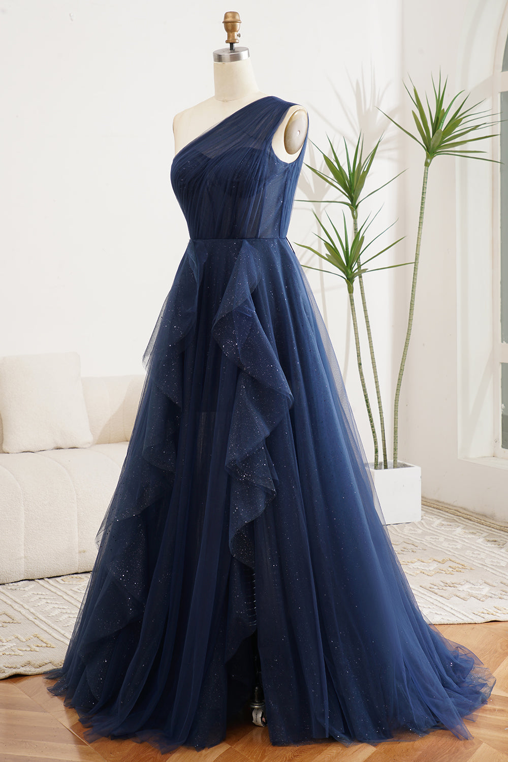 navy blue one shoulder homecoming dress Navy Blue Pleated One-Shoulder Midi Dress | Womens | Large | 100% Polyester | Lulus