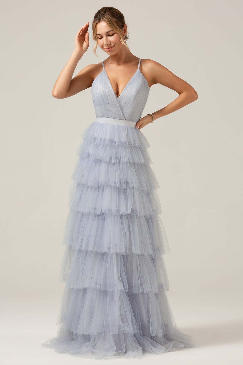 dust blue wedding dress Two Piece Ivory Lace Dusty Blue Tulle Short Sleeves Wedding Party Dress 20W