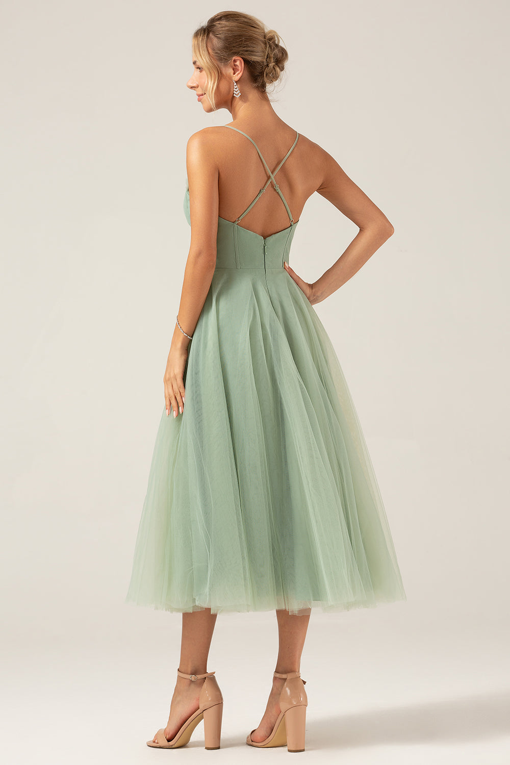 Wedtrend Women Matcha Bridesmaid Dress A-Line Spaghetti Straps Pleated Chiffon Floor Length Prom Dress WEDTREND Wedtrend Women Matcha Bridesmaid Dress A-Line Spaghetti Straps Pleated Chiffon Floor Length Prom Dress WEDTREND